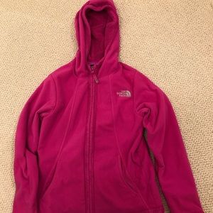 Girls North Face Pink Sherpa Lined Zip Jacket
